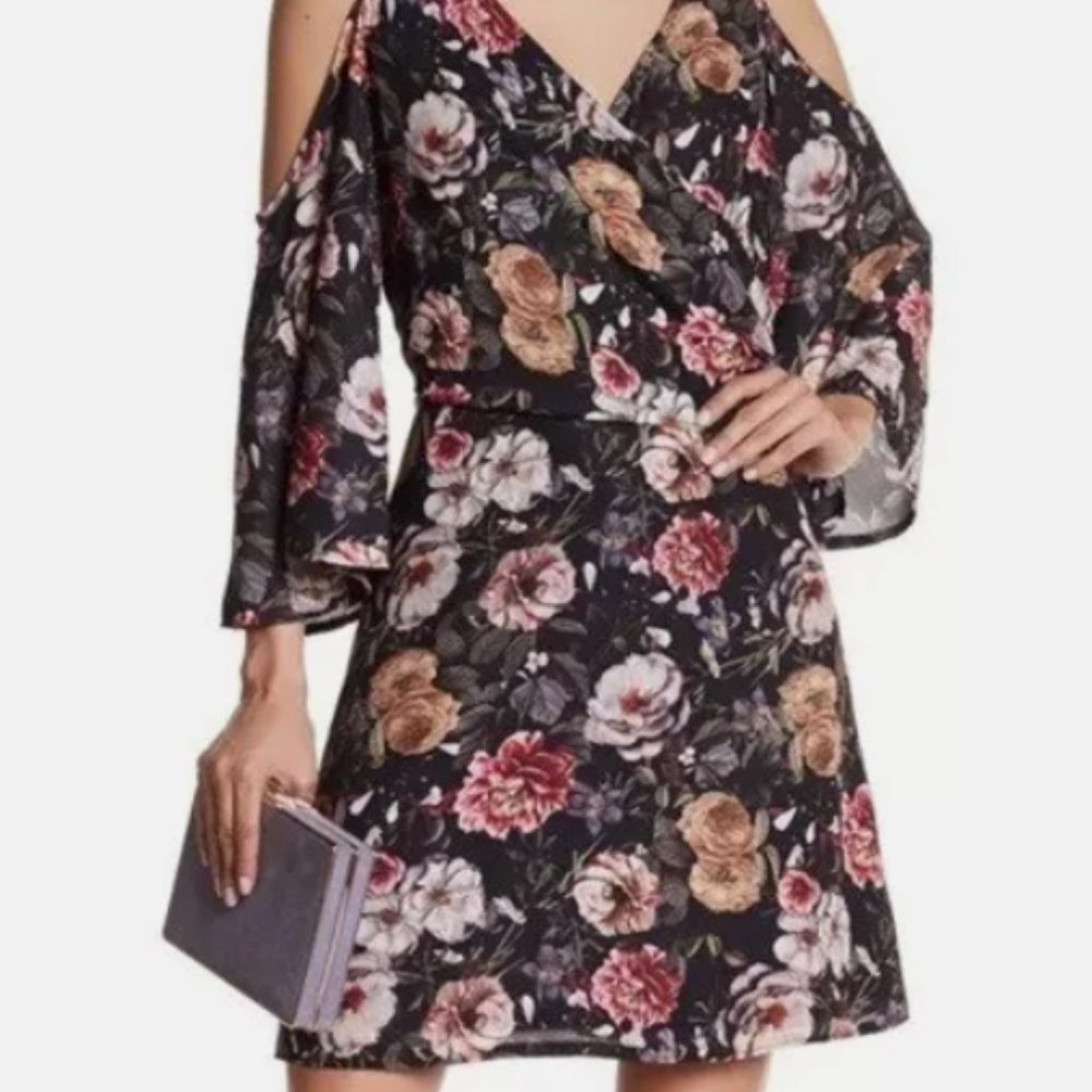 Alexia Admor Spring Dress Floral Cold Shoulder (S)